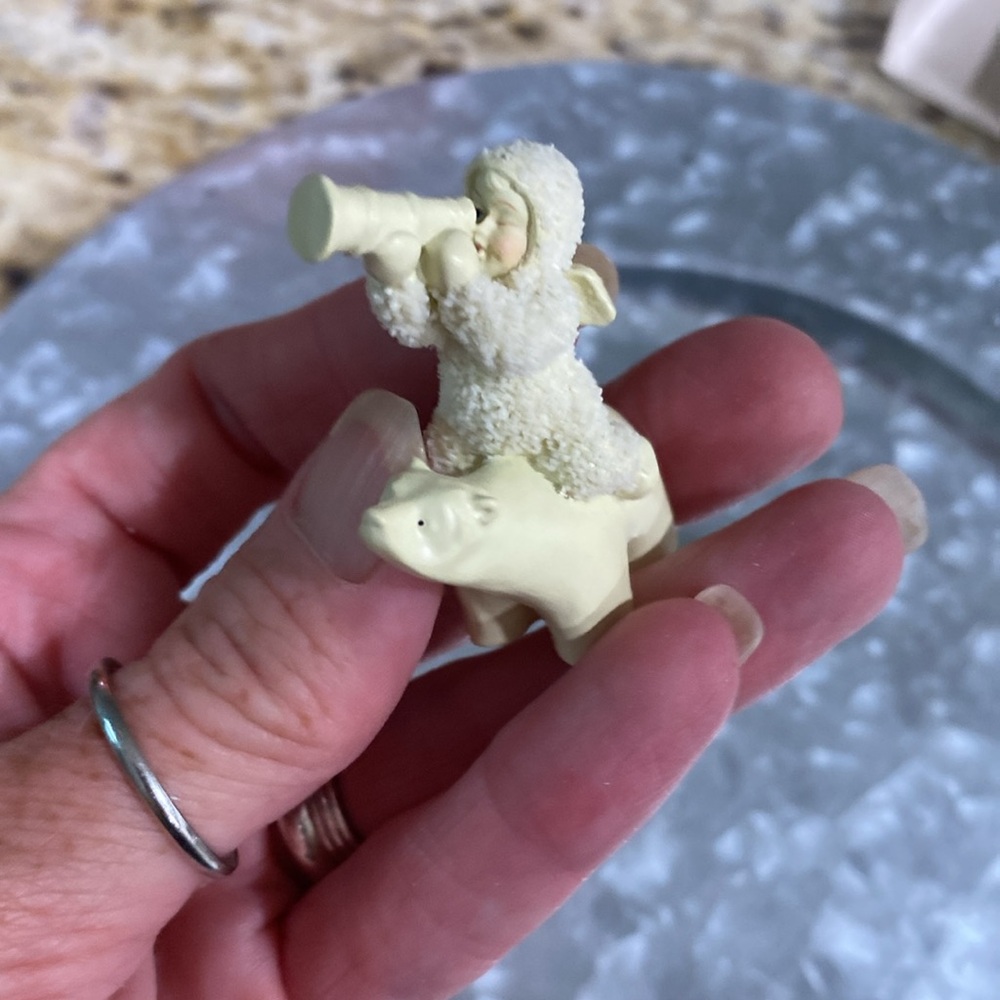 Vintage 90s Dept 56 Snowbabies Miniatures Pewter 2 Pc Bundle In Box - Picture 10 of 16